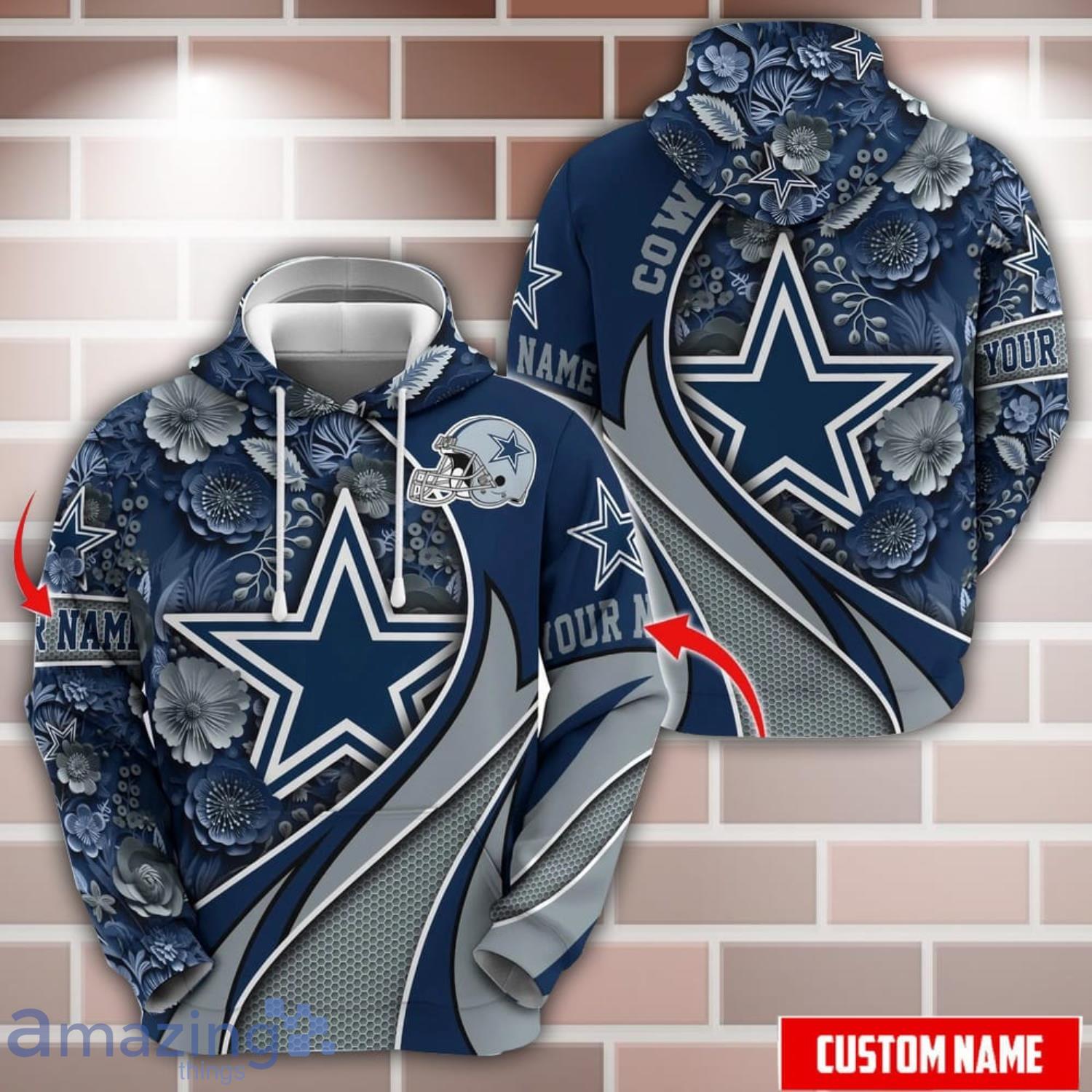 Personalized Name NFL Dallas Cowboys Flower Pattern 3D Hoodie