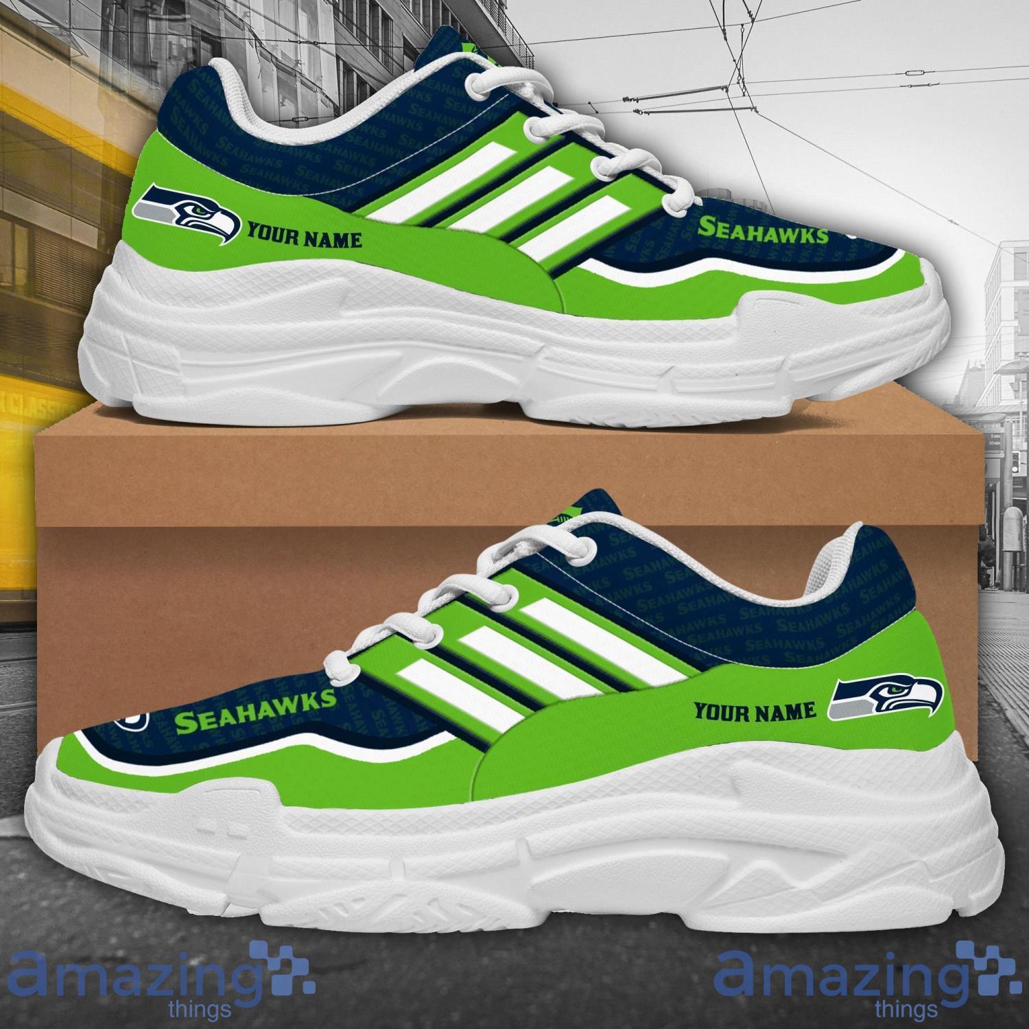 Personalized Name Seattle Seahawks Chunky Sneaker Sport Shose For Fans image Personalized Name Seattle Seahawks Chunky Sneaker Sport Shose For Fans Product Photo 3