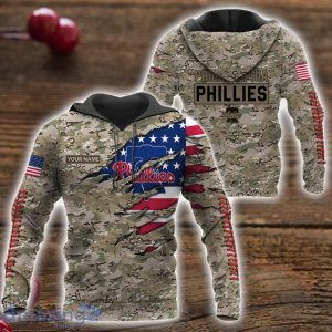 Philadelphia Phillies Custom Name Camo Pattern T-Shirt Hoodie Sweatshirt Zipper Hoodie Father's Day GiftPattern Father's Day Gift Product Photo 1