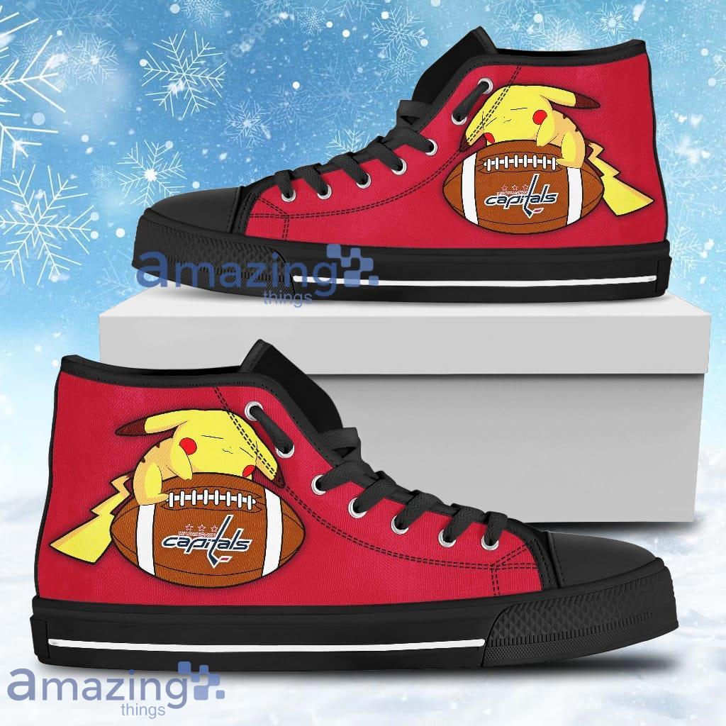 Pikachu Laying On Ball Washington Capitals High Top Shoes For Men And Women image Pikachu Laying On Ball Washington Capitals High Top Shoes For Men And Women Product Photo 1