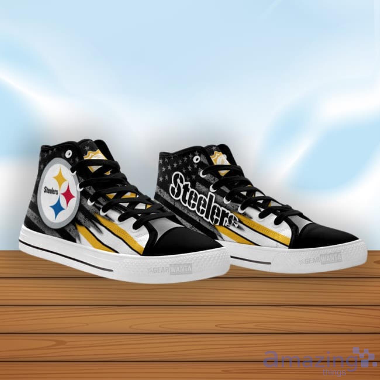Pittsburgh Steelers High Top Shoes American Flag Sneakers image Pittsburgh Steelers High Top Shoes American Flag Sneakers Product Photo 3