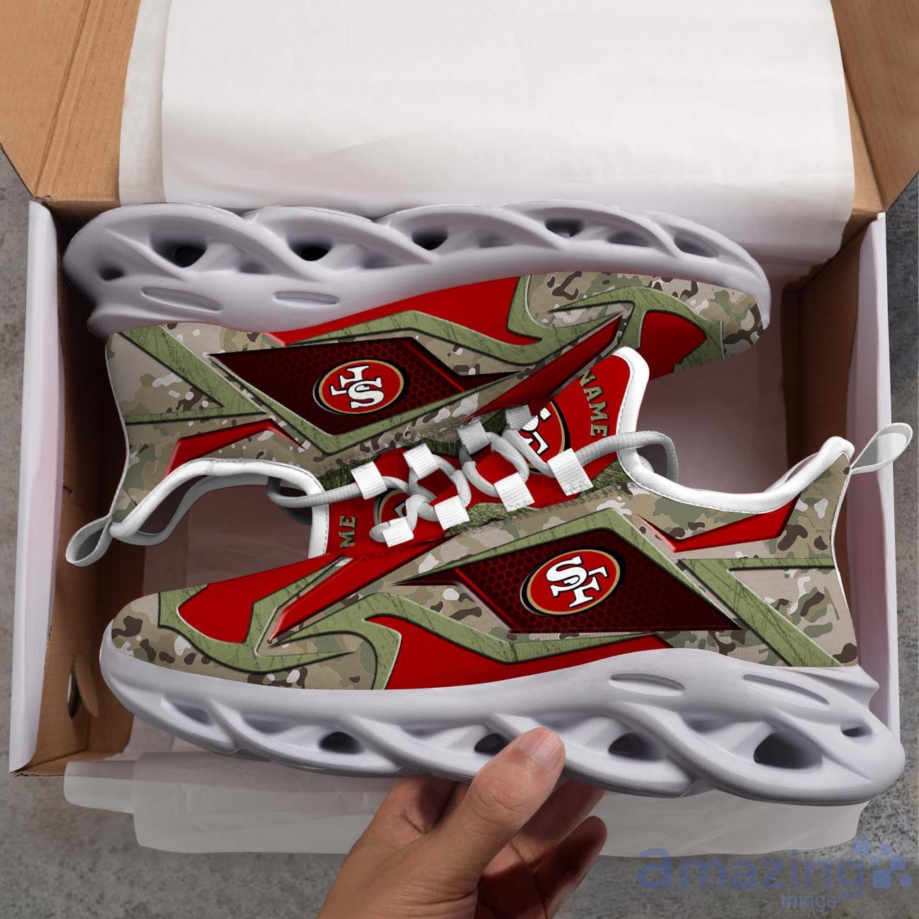 San Francisco 49ers Camouflage C Max Soul Shoes Custom Name Exclusive Sneakers For Fans image San Francisco 49ers Camouflage C Max Soul Shoes Custom Name Exclusive Sneakers For Fans Product Photo 2