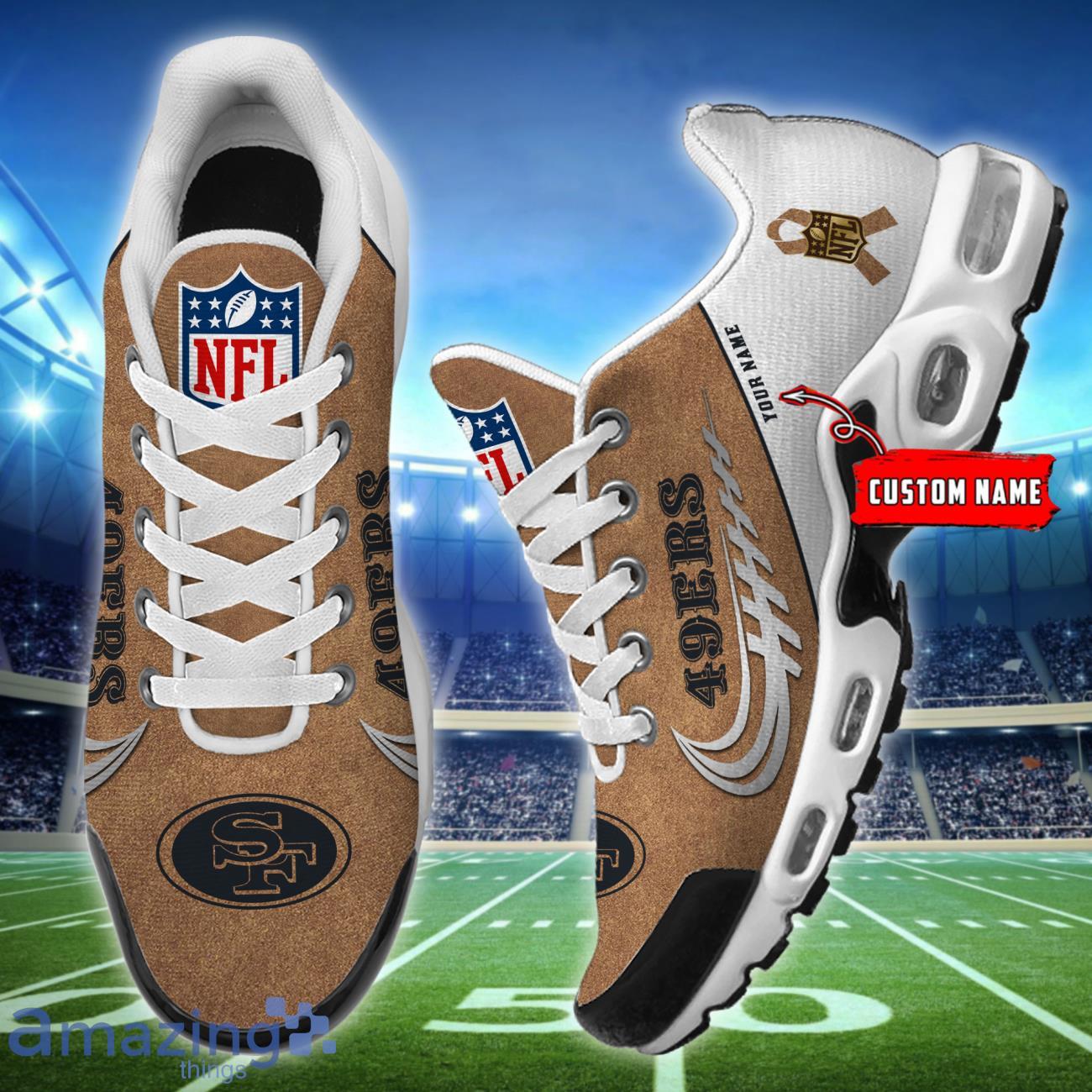 San Francisco 49ers Custom Name Air Cushion Shoes NFL Gift For Fans image San Francisco 49ers Custom Name Air Cushion Shoes NFL Gift For Fans Product Photo 2