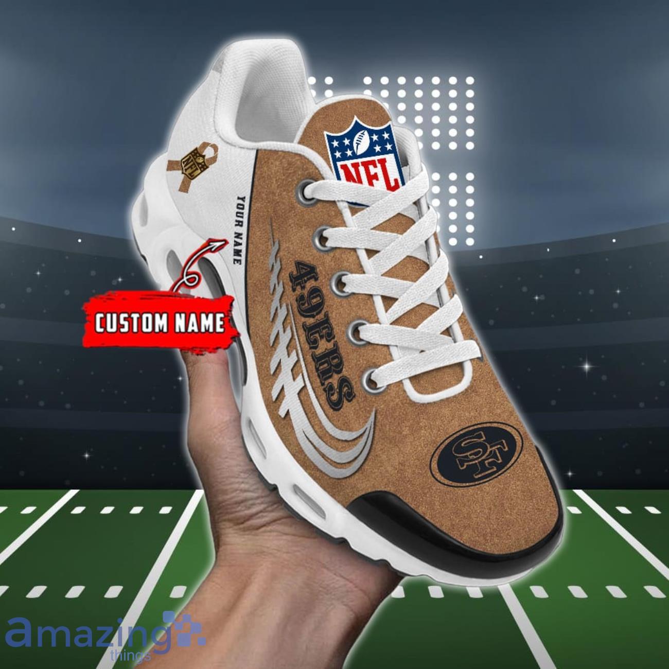 San Francisco 49ers Custom Name Air Cushion Shoes NFL Gift For Fans image San Francisco 49ers Custom Name Air Cushion Shoes NFL Gift For Fans Product Photo 1