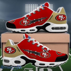San Francisco 49ers Personalized NFL Ripped Swoosh Air Cushion Shoes Product Photo 2
