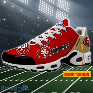 San Francisco 49ers Personalized NFL Ripped Swoosh Air Cushion Shoes Product Photo 1