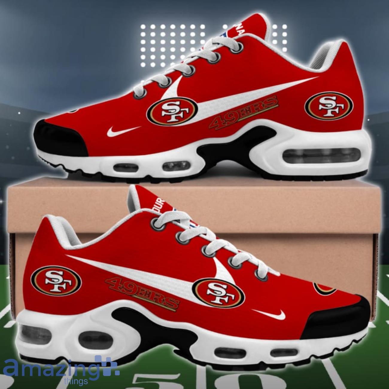 San Francisco 49ers Swoosh NFL 32 Teams Personalized Air Cushion Shoes image San Francisco 49ers Swoosh NFL 32 Teams Personalized Air Cushion Shoes Product Photo 2