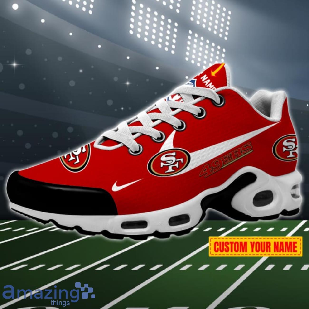 San Francisco 49ers Swoosh NFL 32 Teams Personalized Air Cushion Shoes image San Francisco 49ers Swoosh NFL 32 Teams Personalized Air Cushion Shoes Product Photo 1