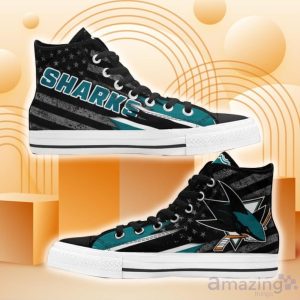San Jose Sharks High Top Shoes American Flag Sneakers Product Photo 1