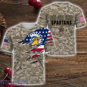 San Jose State Spartans Custom Name Camo Pattern T-Shirt Hoodie Sweatshirt Zipper Hoodie Father's Day Gift Product Photo 3