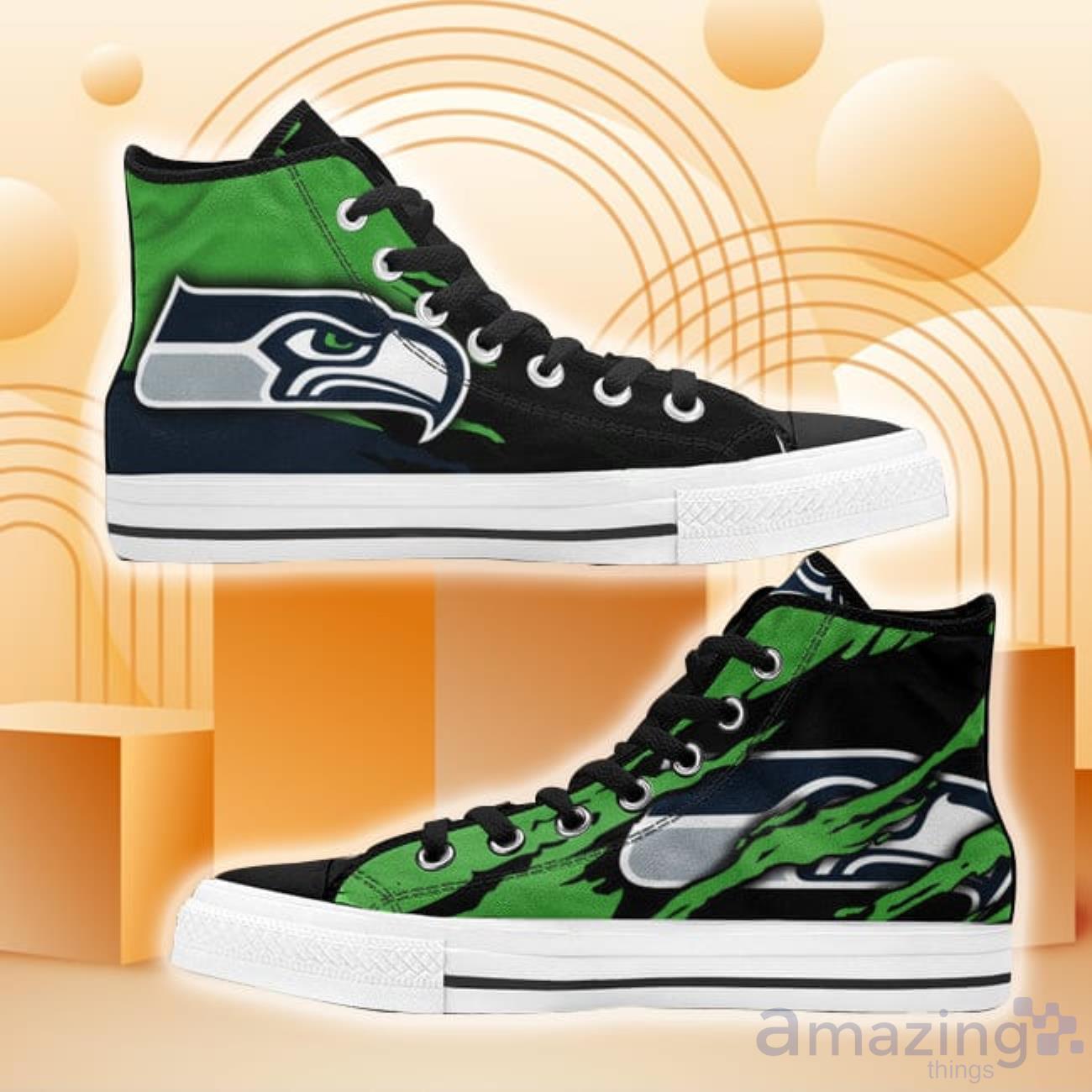 Seattle Seahawks High Top Shoes For Fans image Seattle Seahawks High Top Shoes For Fans Product Photo 1