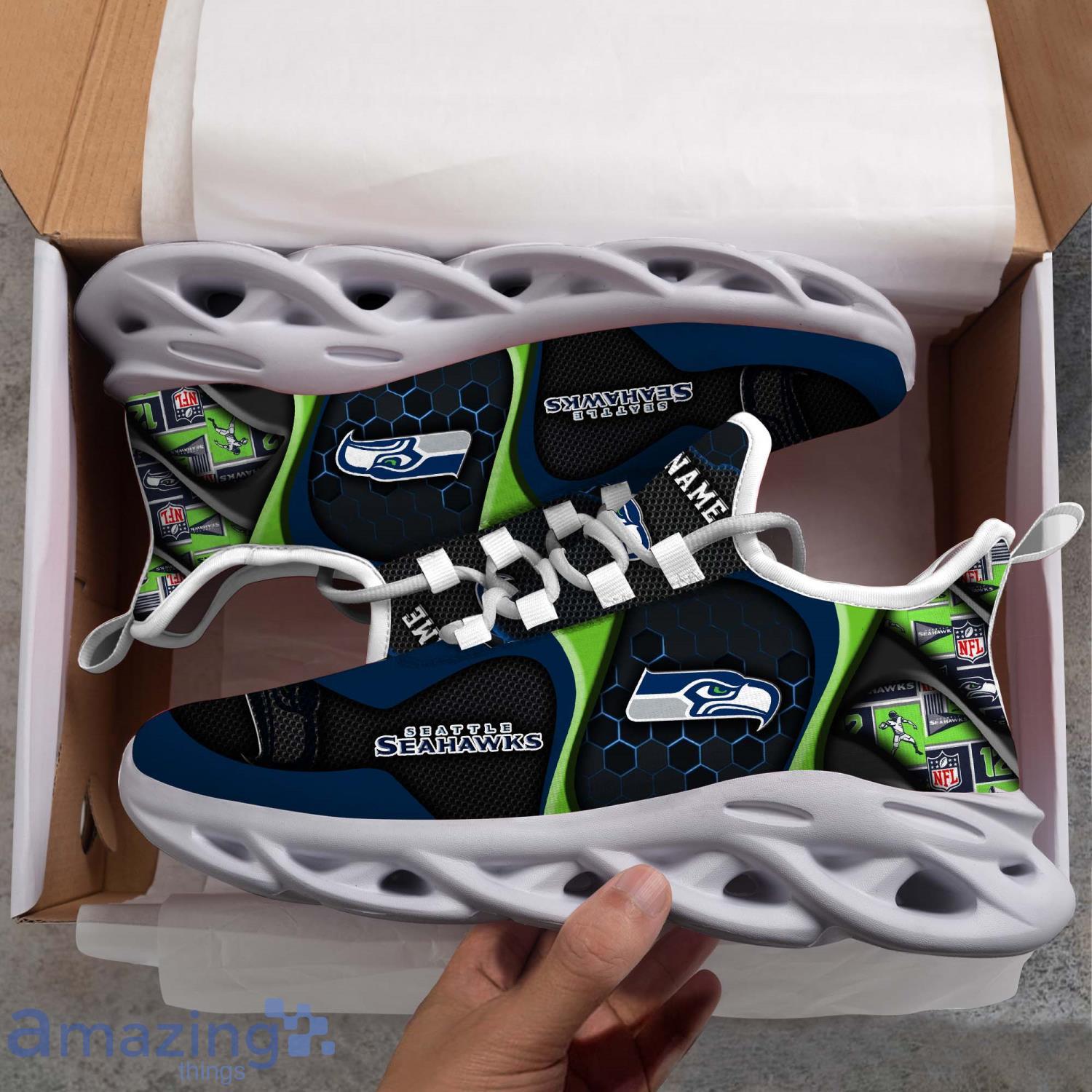 Seattle Seahawks Sport Gift Sneakers Personalized Name Max Soul Shoes image Seattle Seahawks Sport Gift Sneakers Personalized Name Max Soul Shoes Product Photo 3