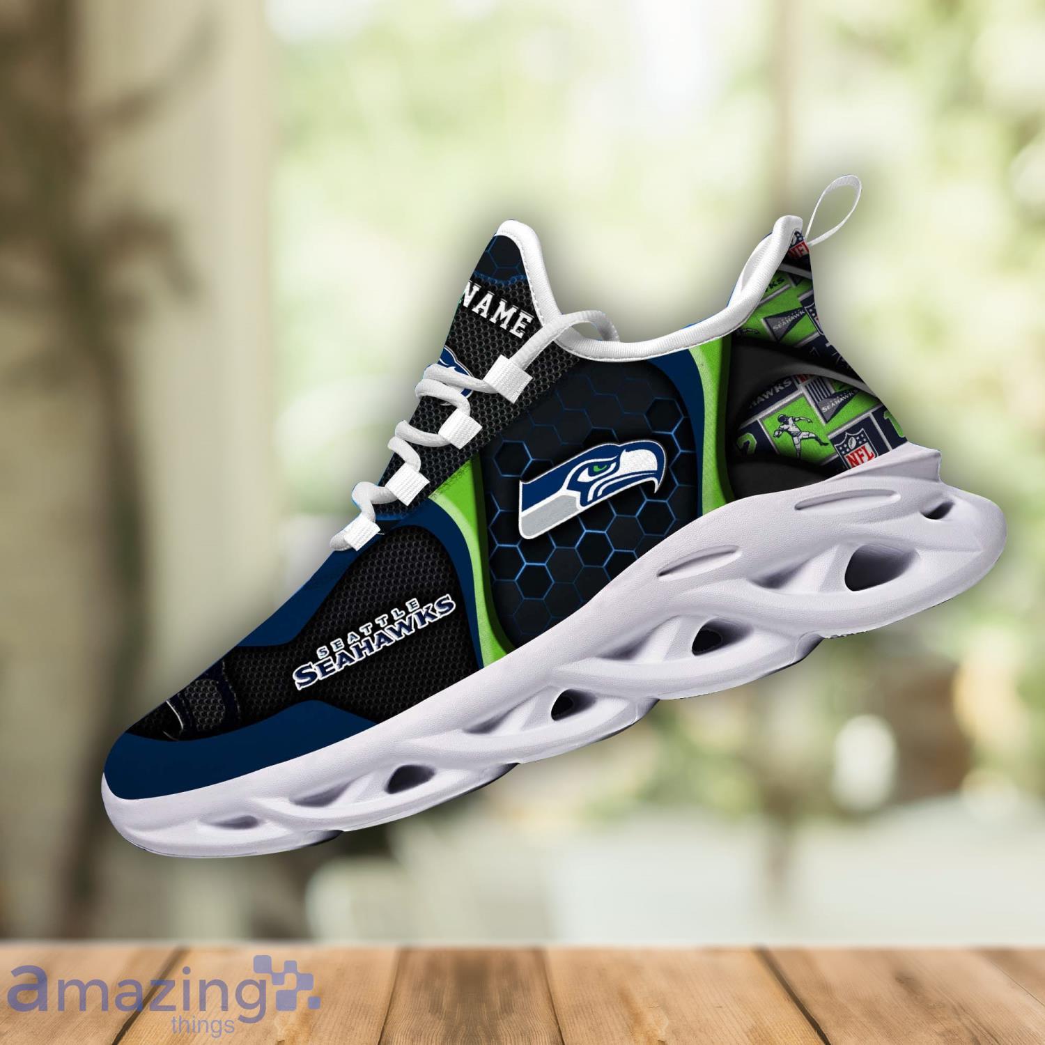 Seattle Seahawks Sport Gift Sneakers Personalized Name Max Soul Shoes image Seattle Seahawks Sport Gift Sneakers Personalized Name Max Soul Shoes Product Photo 1