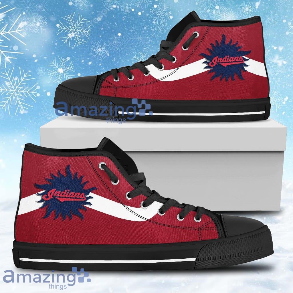 Simple Van Sun Flame Cleveland Indians High Top Shoes For Men And Women image Simple Van Sun Flame Cleveland Indians High Top Shoes For Men And Women Product Photo 1