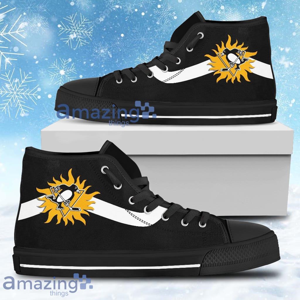 Simple Van Sun Flame Pittsburgh Penguins High Top Shoes For Men And Women image Simple Van Sun Flame Pittsburgh Penguins High Top Shoes For Men And Women Product Photo 1