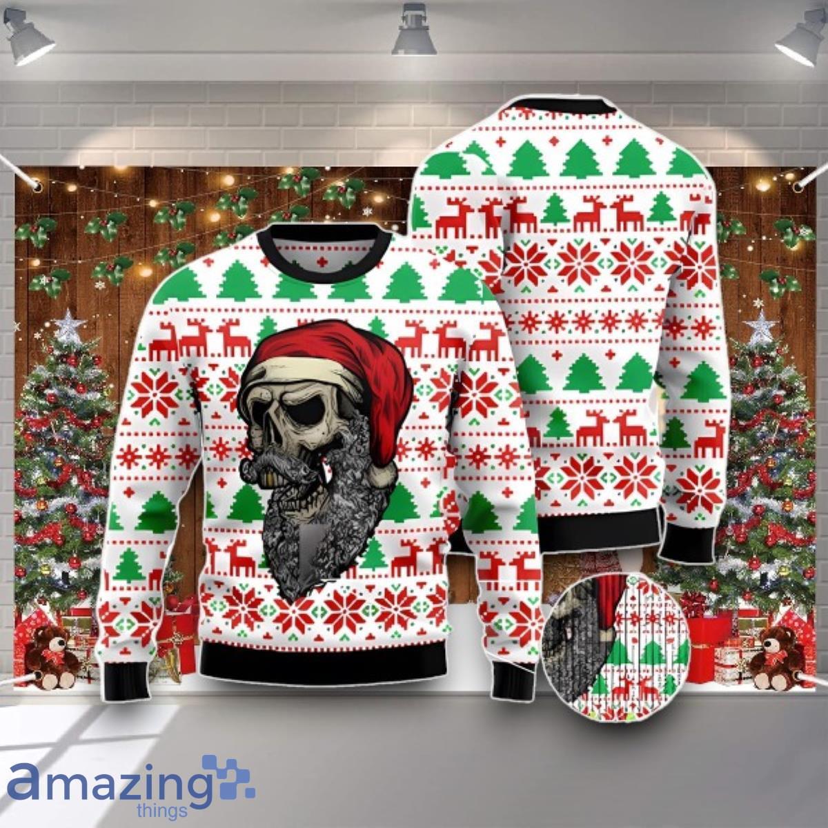 Skull Santa Claus Costume All Over Printed Ugly Christmas Sweater Unique Gift For Men And Women Product Photo 1
