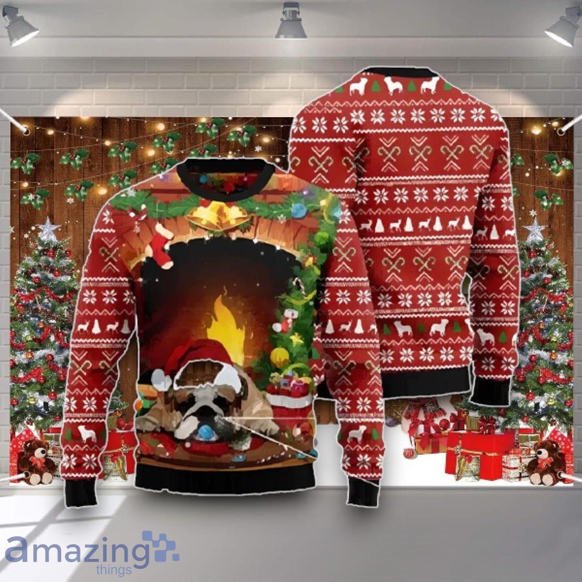 Sleeping Bulldog Ugly Christmas Sweater Unique Gift For Men And Women Product Photo 1