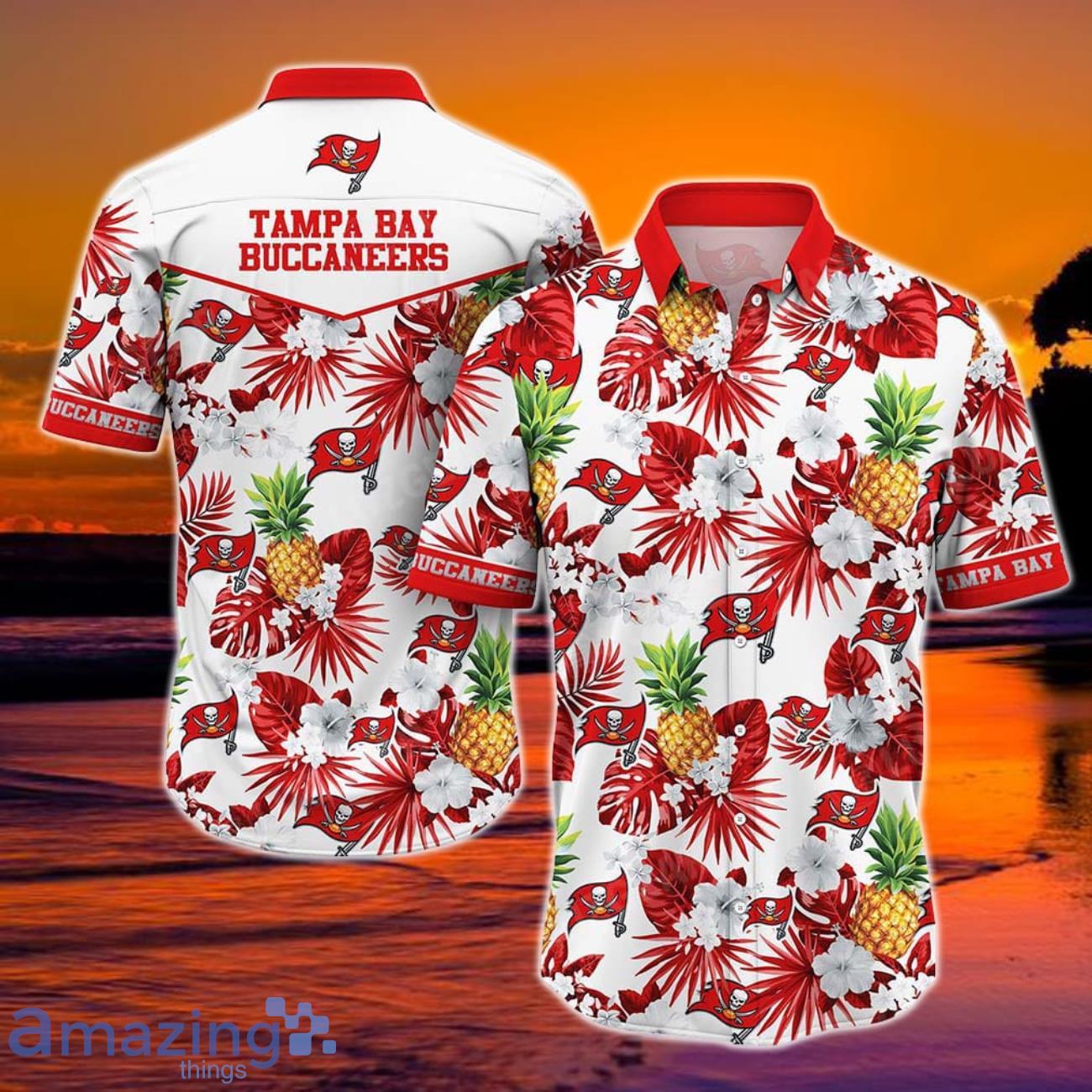 Tampa Bay Buccaneers NFL Hawaiian Shirt Tropical Patterns Graphic Hawaii Shirt Short For Best Fan Ever image Tampa Bay Buccaneers NFL Hawaiian Shirt Tropical Patterns Graphic Hawaii Shirt Short For Best Fan Ever Product Photo 1