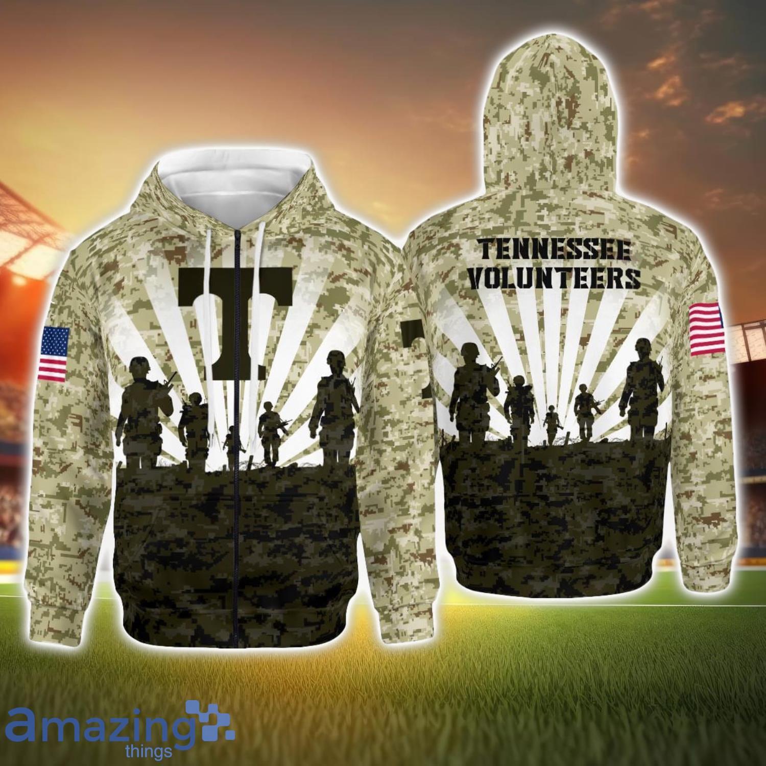 Tennessee Volunteers Military All Over Printed 3D Hoodie image Tennessee Volunteers Military All Over Printed 3D Hoodie Product Photo 1