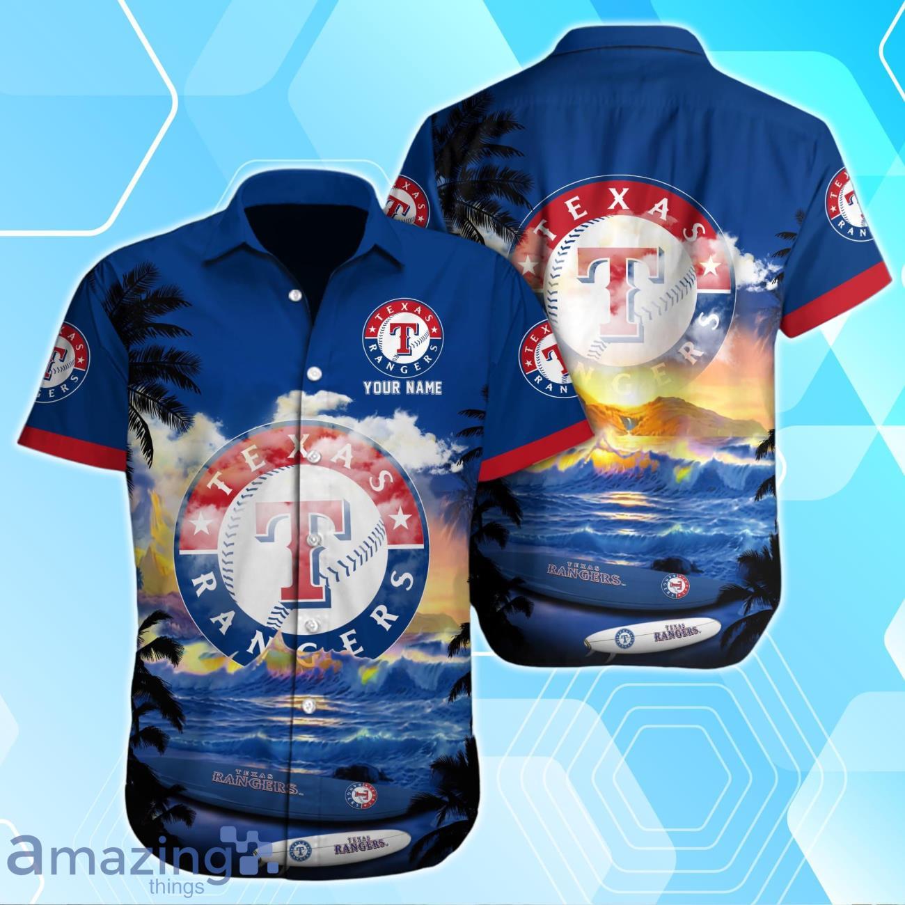 Texas Rangers Custom Name Hawaiian Shirt For Men And Women image Texas Rangers Custom Name Hawaiian Shirt For Men And Women Product Photo 1