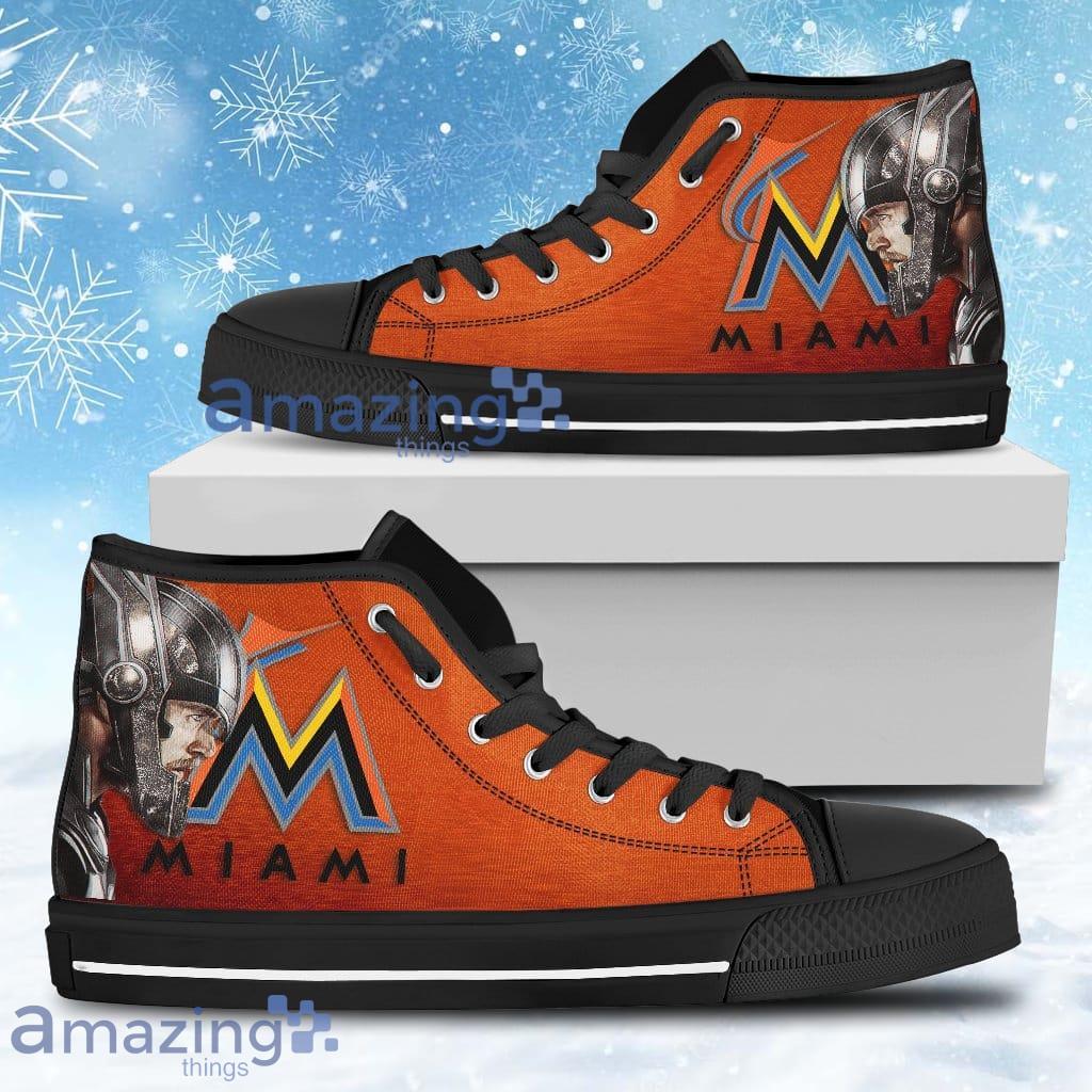 Thor Head Beside Miami Marlins High Top Shoes For Men And Women image Thor Head Beside Miami Marlins High Top Shoes For Men And Women Product Photo 1