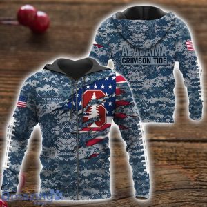 Stanford Cardinal Custom Name Camo Pattern T-Shirt Hoodie Sweatshirt Zipper Hoodie Father's Day Gift Camo US. Navy Hoodie Product Photo 4