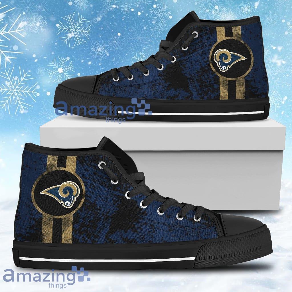 Triple Stripe Bar Dynamic Los Angeles Rams High Top Shoes V1 For Men And Women image Triple Stripe Bar Dynamic Los Angeles Rams High Top Shoes V1 For Men And Women Product Photo 1