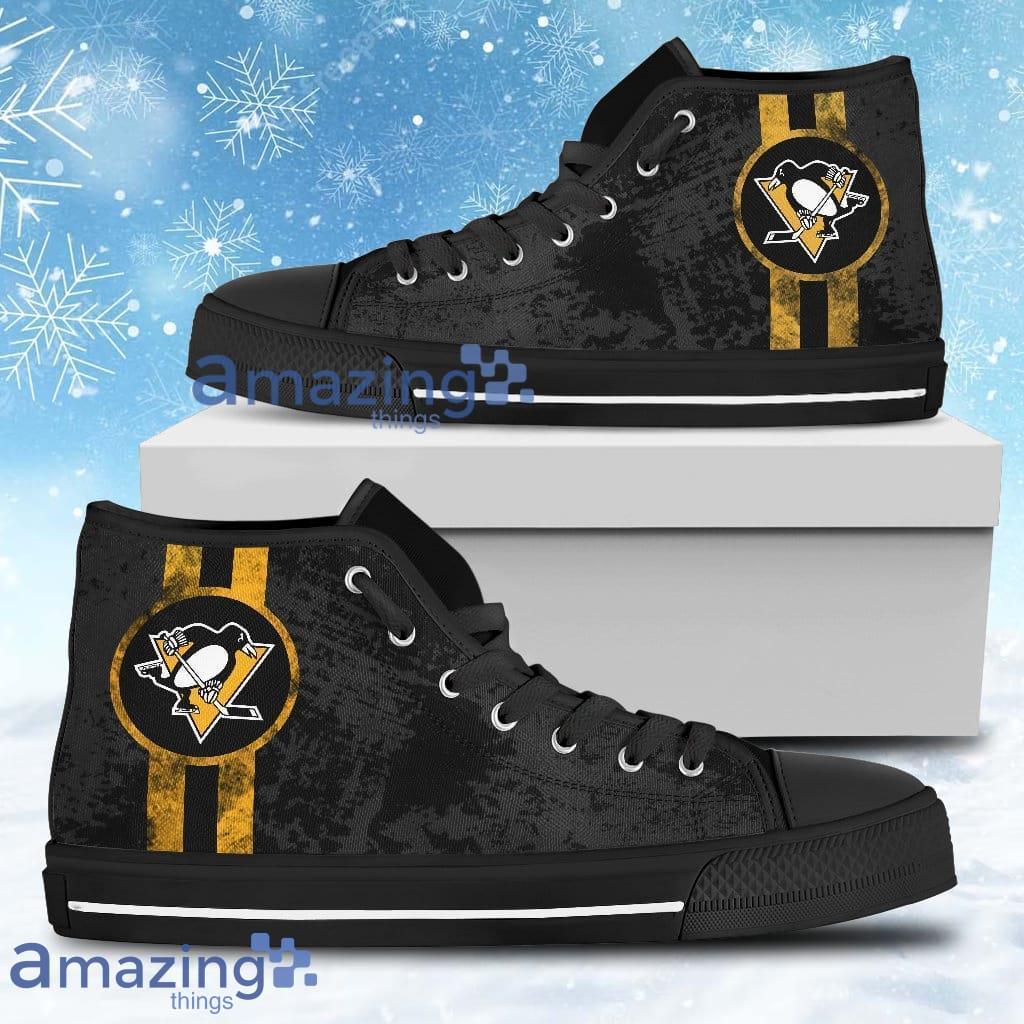 Triple Stripe Bar Dynamic Pittsburgh Penguins High Top Shoes V1 For Men And Women image Triple Stripe Bar Dynamic Pittsburgh Penguins High Top Shoes V1 For Men And Women Product Photo 1