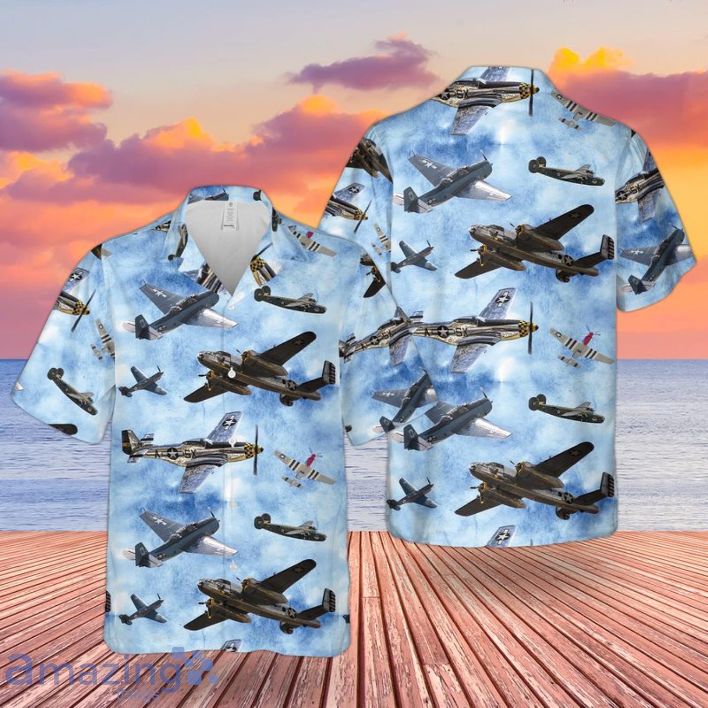 Us Airforce WW II Airplanes Hawaiian Shirt 3D Printed Aloha Summer Shirt image Us Airforce WW II Airplanes Hawaiian Shirt 3D Printed Aloha Summer Shirt Product Photo 1