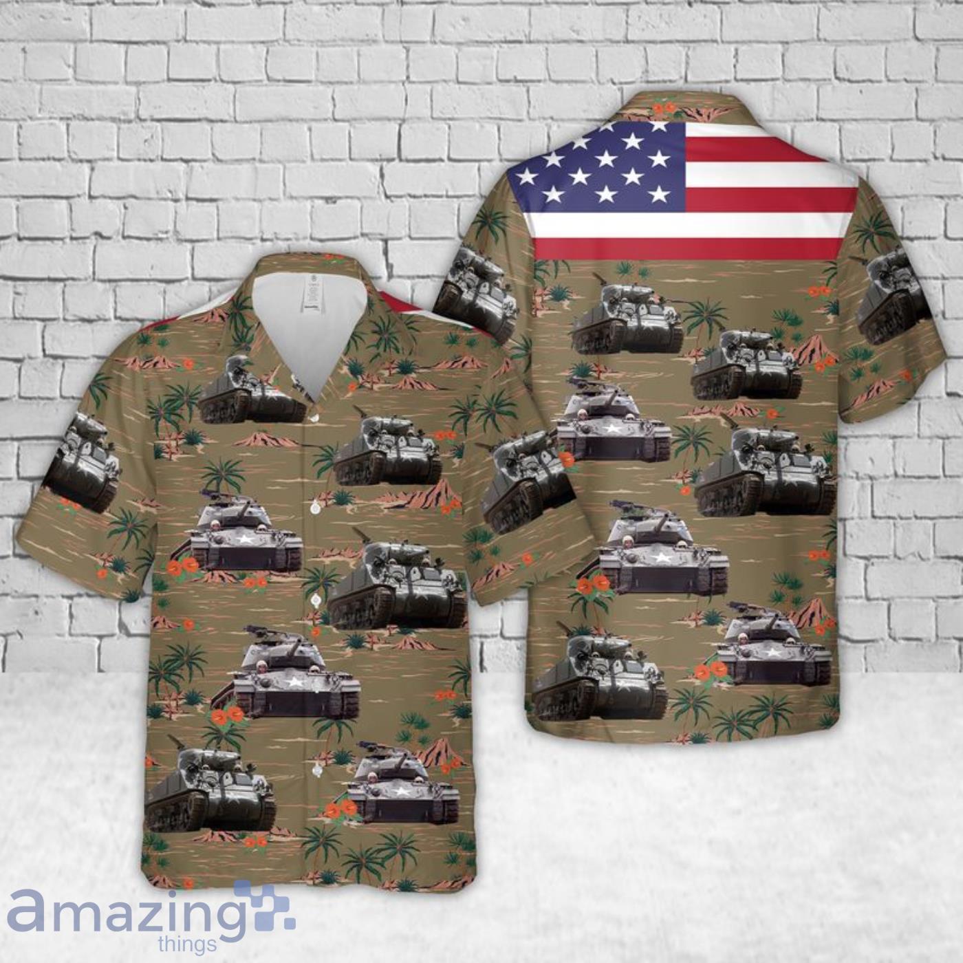US Army M4A3 Sherman Hawaiian Shirt 3D Printed Aloha Summer Shirt image US Army M4A3 Sherman Hawaiian Shirt 3D Printed Aloha Summer Shirt Product Photo 1