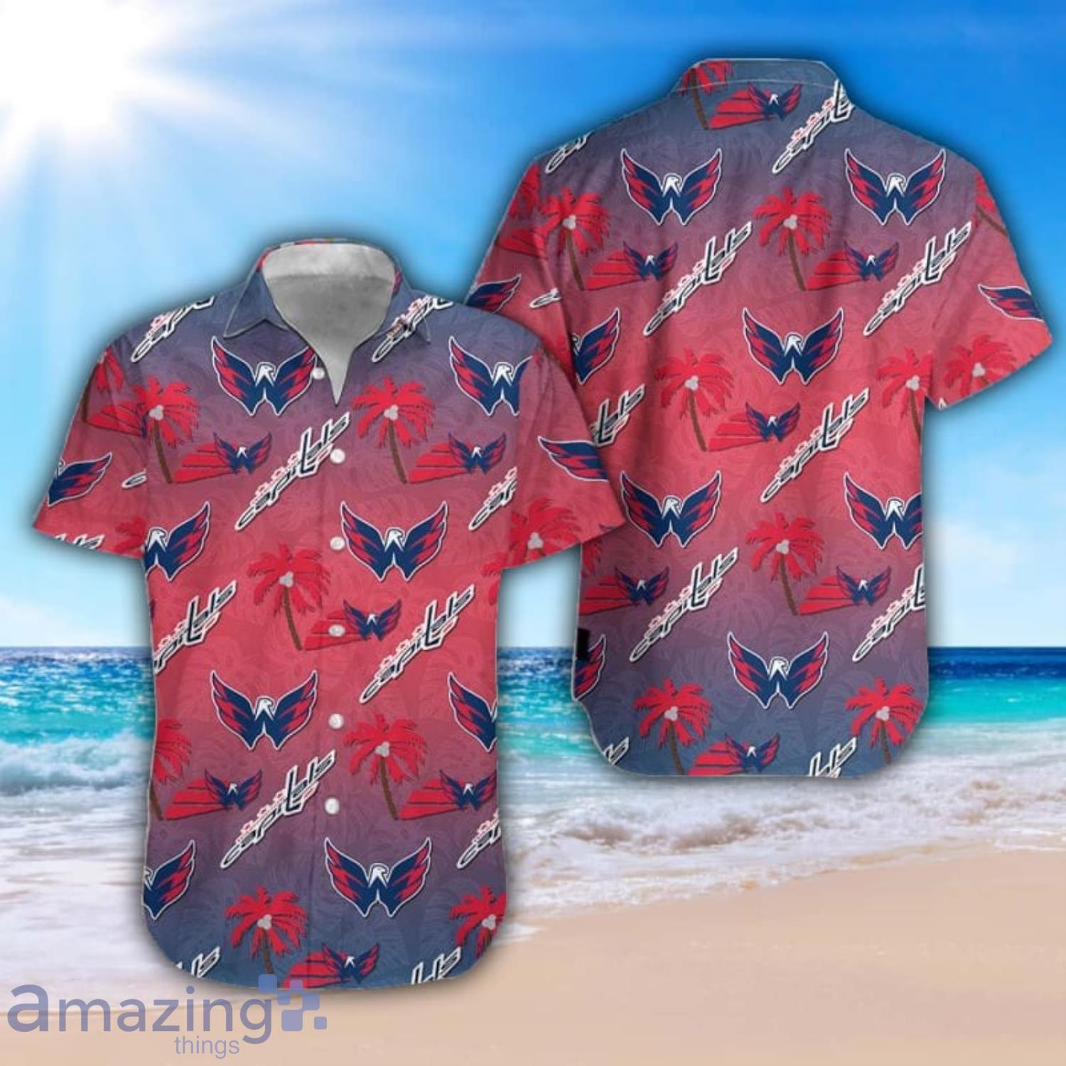 Washington Capitals Coconut Pattern 3D Hawaiian Shirt Aloha Shirt For Summer Gift Product Photo 1