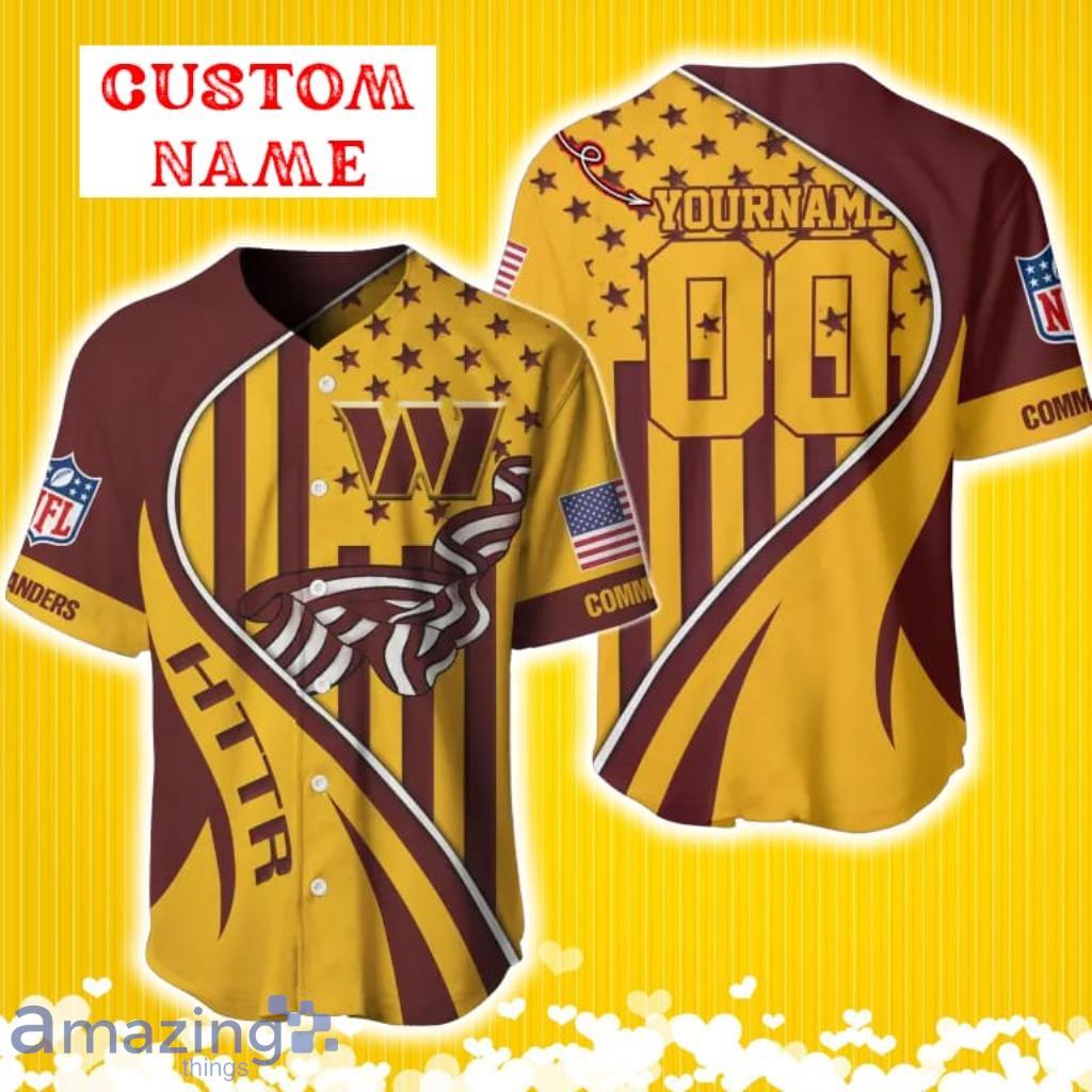 Washington Commanders Custom Name And Number Slogan Baseball Jersey Shirt image Washington Commanders Custom Name And Number Slogan Baseball Jersey Shirt Product Photo 1