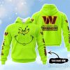 Washington Commanders Grinch Custom Name Hoodie Unisex Neon Green Color