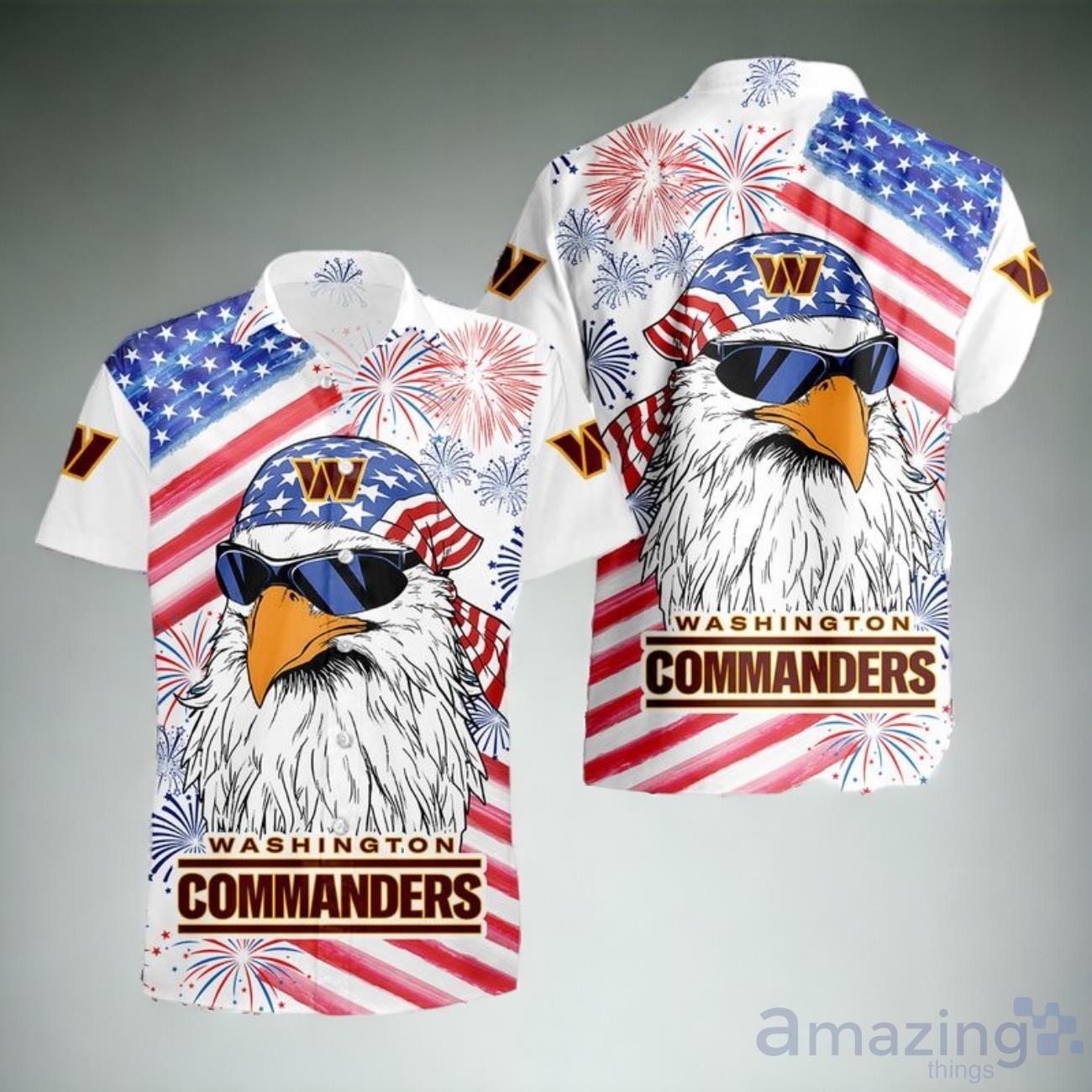 Washington Commanders Independence Day Hawaiian Shirt Unisex image Washington Commanders Independence Day Hawaiian Shirt Unisex Product Photo 1