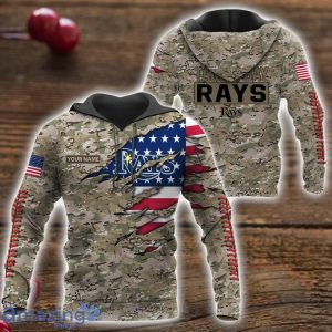 Tampa Bay Rays Custom Name Camo Pattern T-Shirt Hoodie Sweatshirt Zipper Hoodie Father's Day GiftPattern Father's Day Gift Product Photo 1