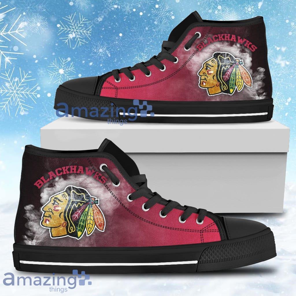 White Smoke Vintage Chicago Blackhawks High Top Shoes For Men And Women image White Smoke Vintage Chicago Blackhawks High Top Shoes For Men And Women Product Photo 1