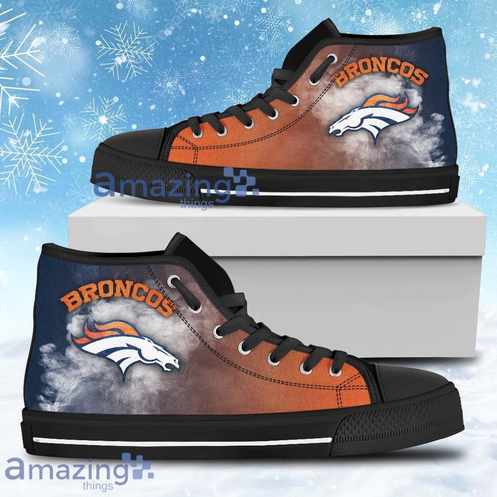 White Smoke Vintage Denver Broncos High Top Shoes For Men And Women image White Smoke Vintage Denver Broncos High Top Shoes For Men And Women Product Photo 1