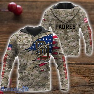 San Diego Padres Custom Name Camo Pattern T-Shirt Hoodie Sweatshirt Zipper Hoodie Father's Day GiftPattern Father's Day Gift Product Photo 1