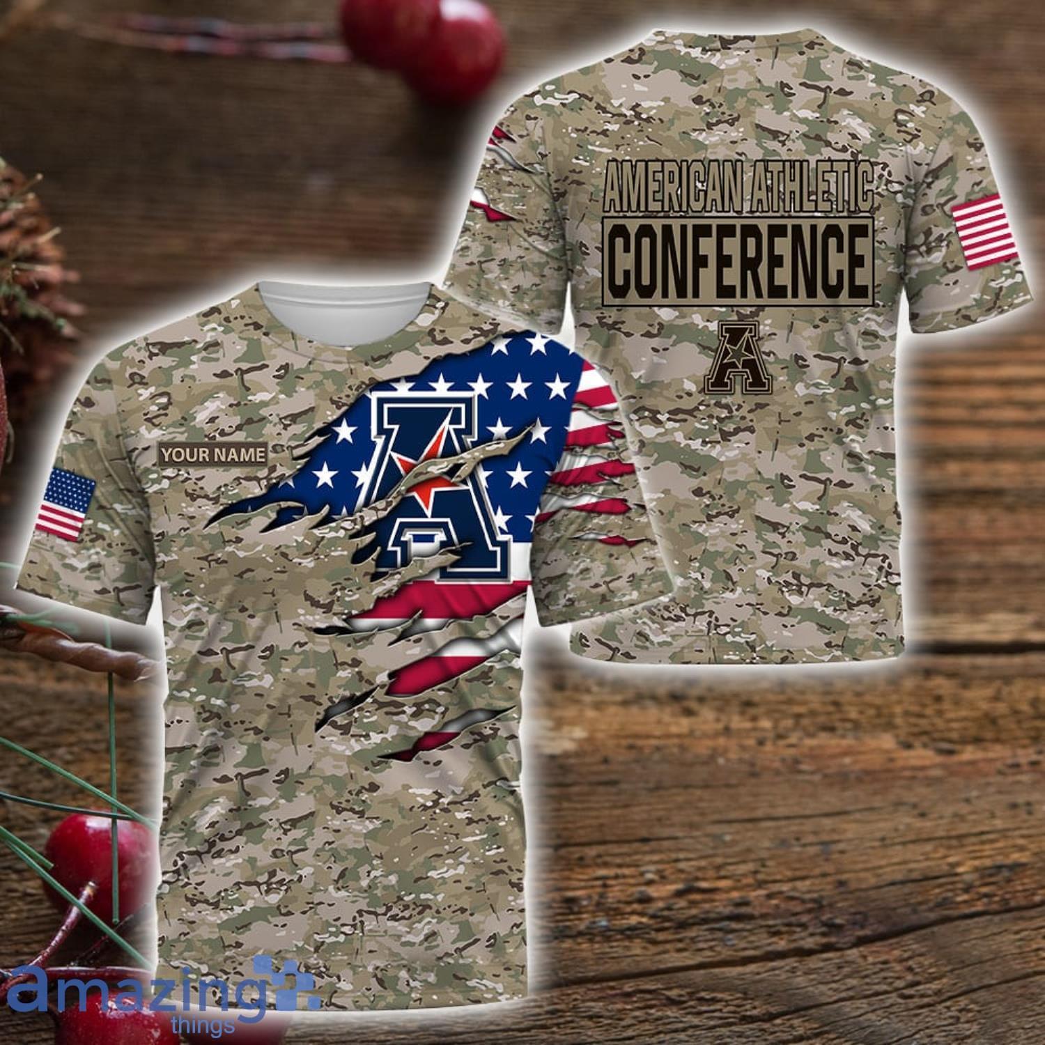 American Athletic Conference Custom Name Camo Pattern T Shirt Hoodie Sweatshirt Zipper Hoodie Father's Day Gift image American Athletic Conference Custom Name Camo Pattern T-Shirt Hoodie Sweatshirt Zipper Hoodie Father's Day Gift Product Photo 3