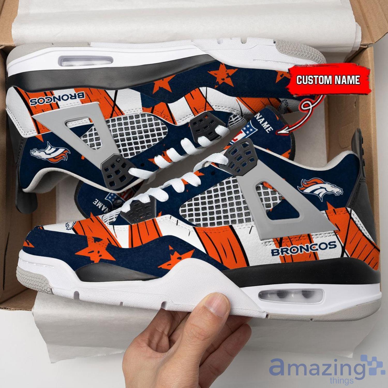 Personalized Name Denver Broncos Personalized Air Jordan 4 Shoes Trending Men Women Sneakers New Design image Personalized Name Denver Broncos Personalized Air Jordan 4 Shoes Trending Men Women Sneakers New Design Product Photo 3