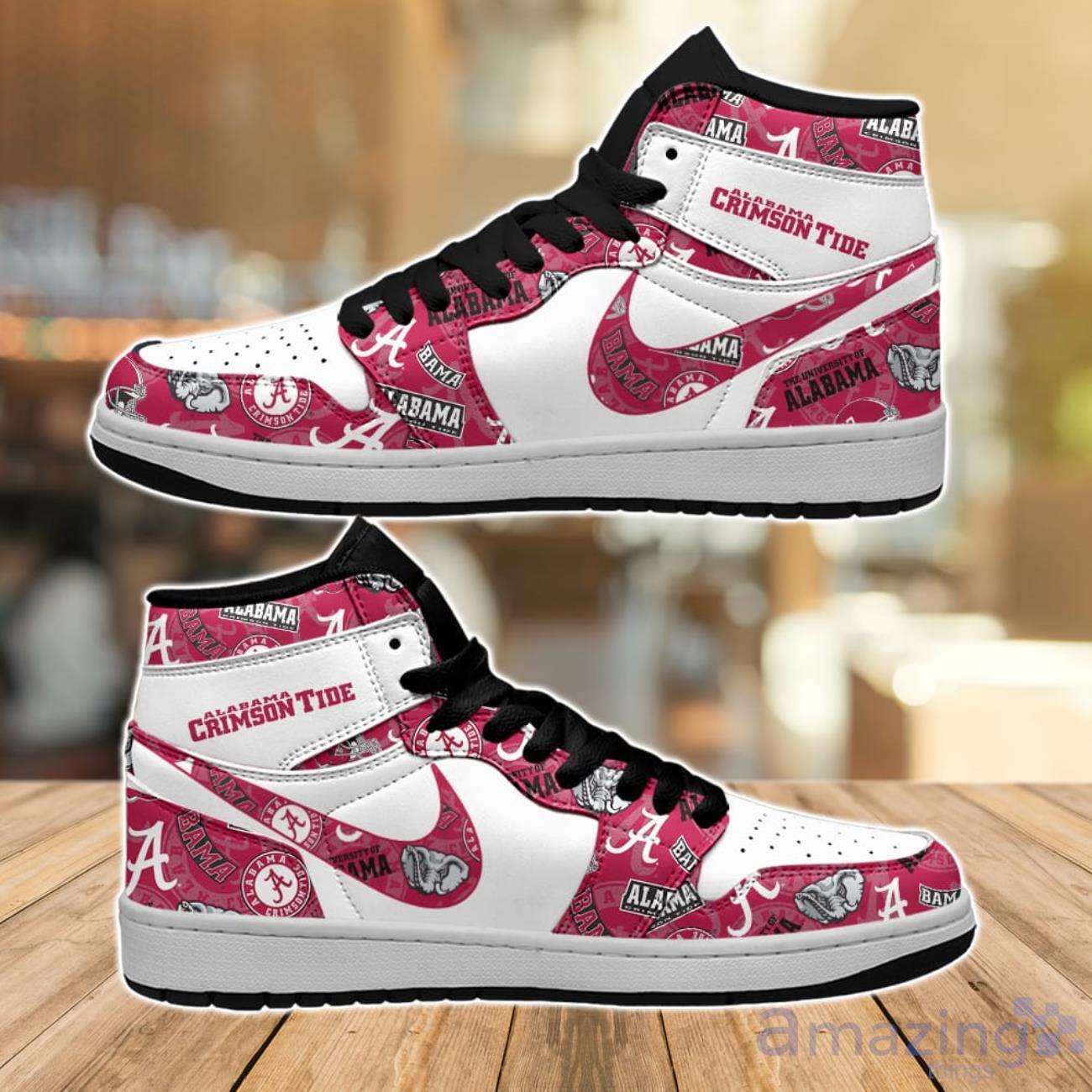 Alabama Crimson Tide Football Air Jordan Hightop Shoes For Men Women image Alabama Crimson Tide Football Air Jordan Hightop Shoes For Men Women Product Photo 2