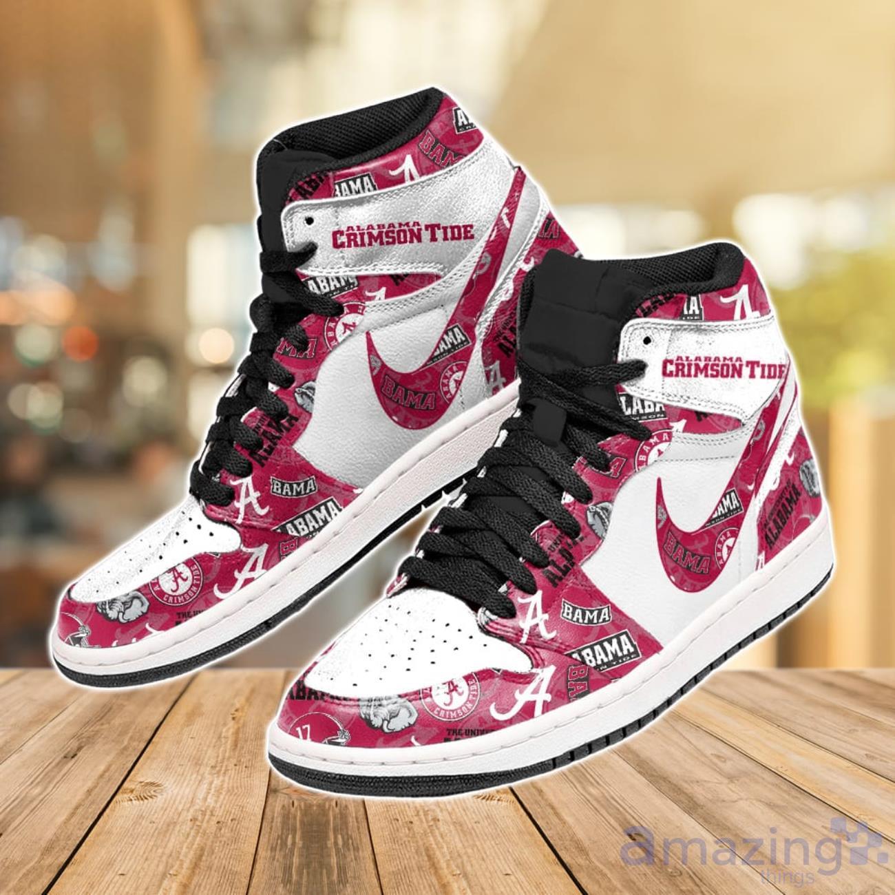 Alabama Crimson Tide Football Air Jordan Hightop Shoes For Men Women image Alabama Crimson Tide Football Air Jordan Hightop Shoes For Men Women Product Photo 4