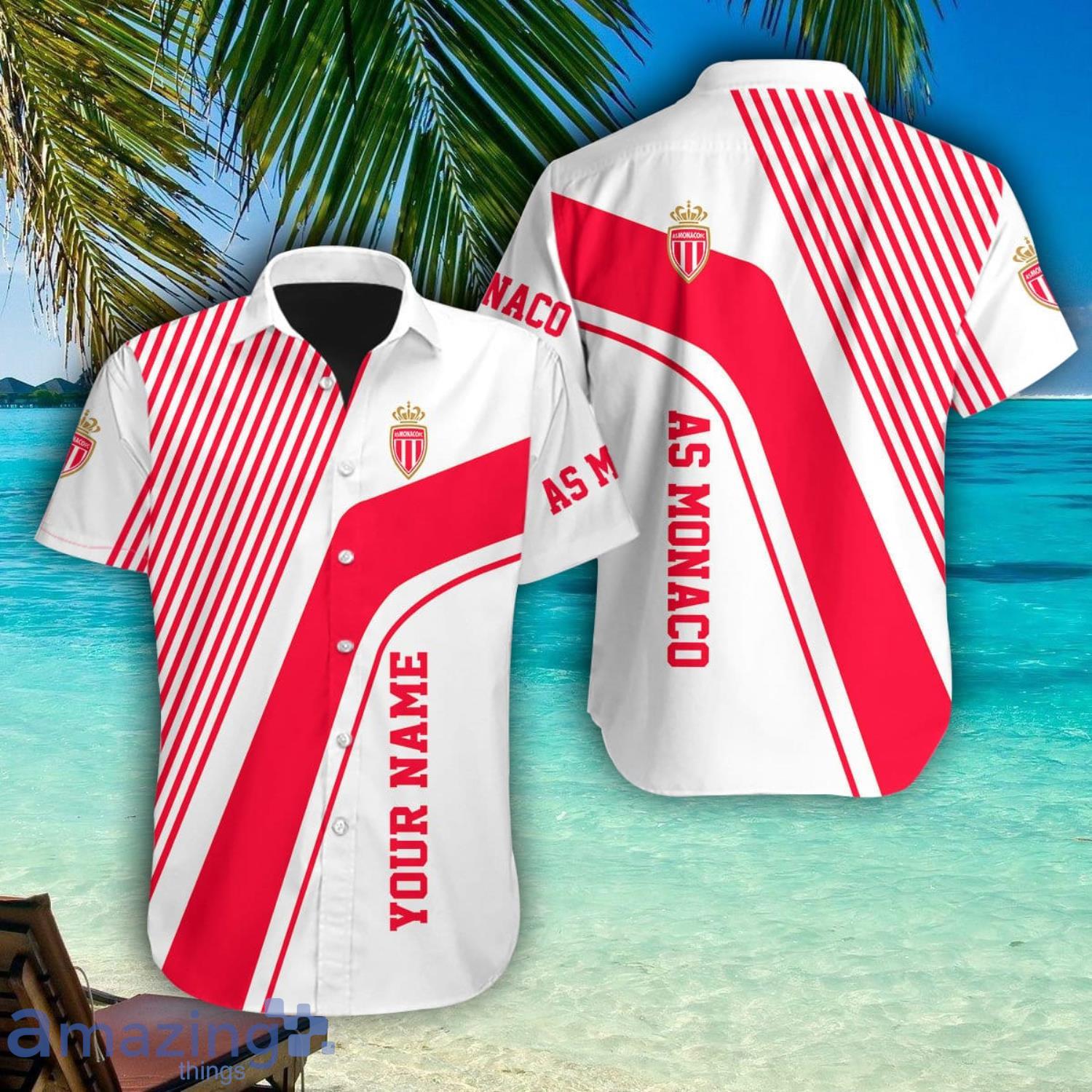 AS Monaco Personalized Name Hawaiian Shirt Summer Team Shirt image AS Monaco Personalized Name Hawaiian Shirt Summer Team Shirt Product Photo 1