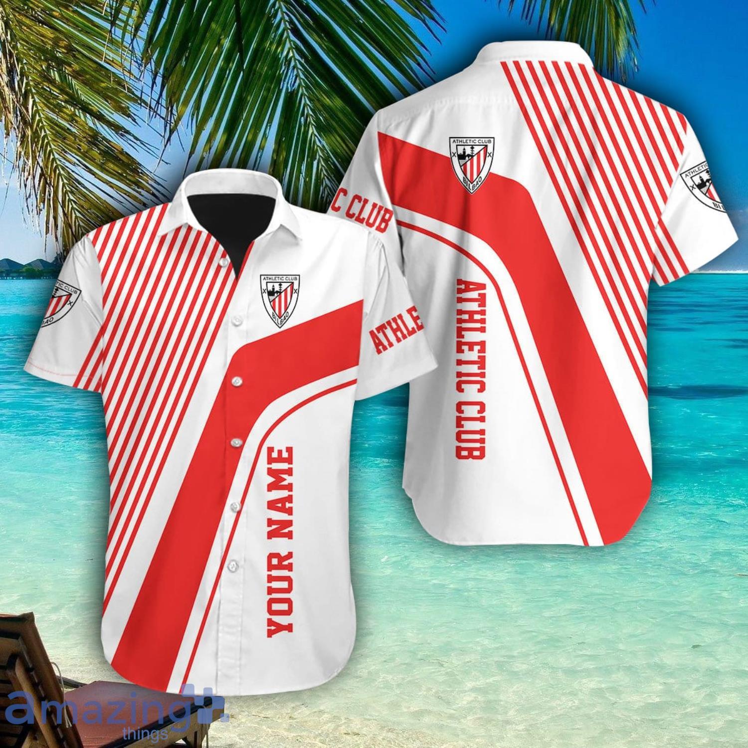 Athletic Club Personalized Name Hawaiian Shirt Summer Team Shirt image Athletic Club Personalized Name Hawaiian Shirt Summer Team Shirt Product Photo 1