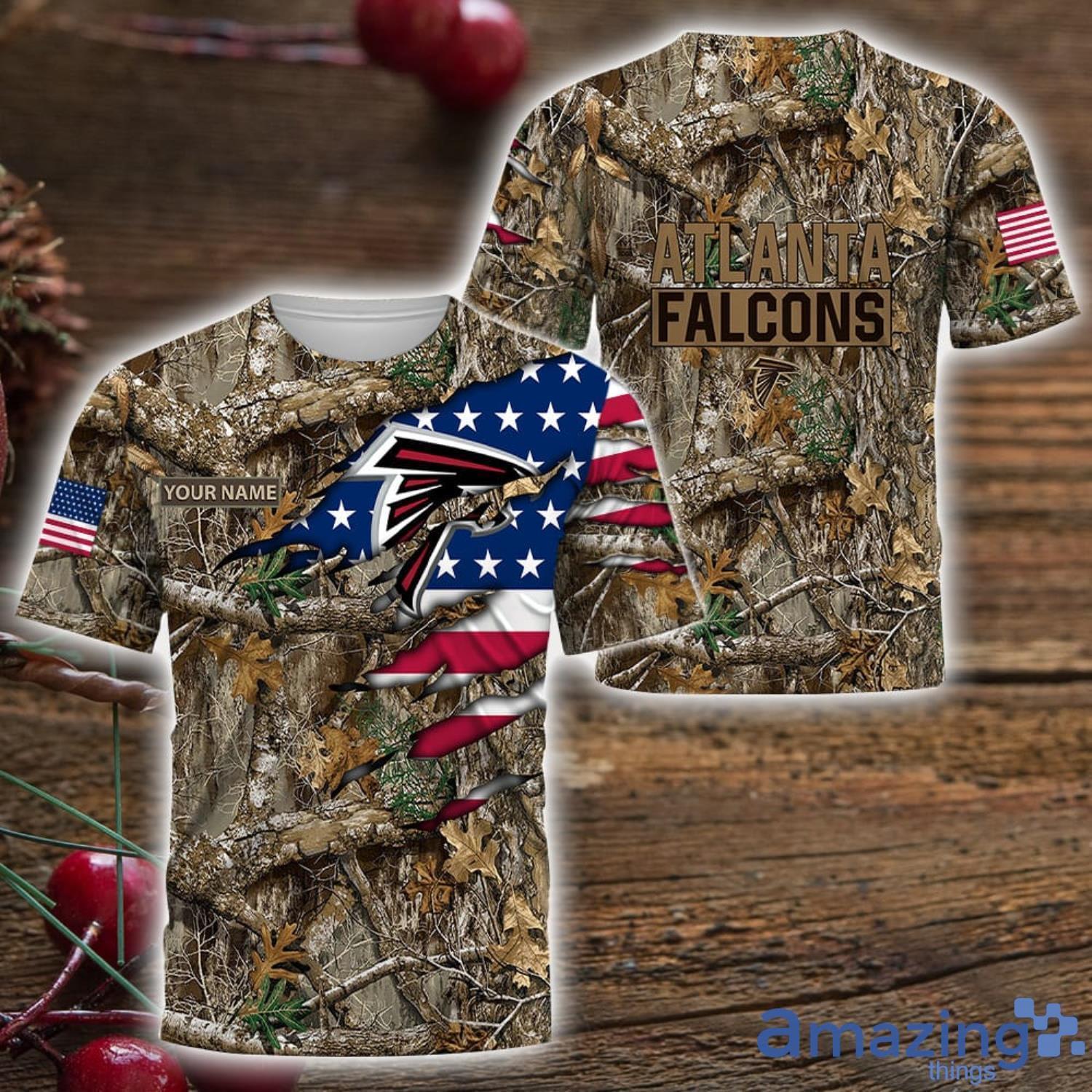 Atlanta Falcons 3D Printed T Shirt Hoodie Sweatshirt Camo Hunting Perfect Gift Custom Name For Fans image Atlanta Falcons 3D Printed T-Shirt Hoodie Sweatshirt Camo Hunting Perfect Gift Custom Name For Fans Product Photo 3