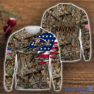 Baltimore Ravens 3D Printed T-Shirt Hoodie Sweatshirt Camo Hunting Perfect Gift Custom Name For Fans Product Photo 2