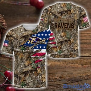 Baltimore Ravens 3D Printed T-Shirt Hoodie Sweatshirt Camo Hunting Perfect Gift Custom Name For Fans Product Photo 3