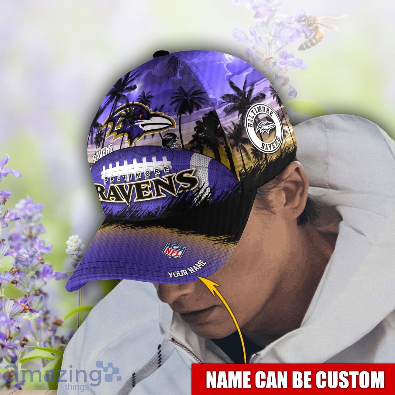 Baltimore Ravens NFL 3D Cap Coconut Pattern Hawaii Summer Gift image Baltimore Ravens NFL 3D Cap Coconut Pattern Hawaii Summer Gift Product Photo 2