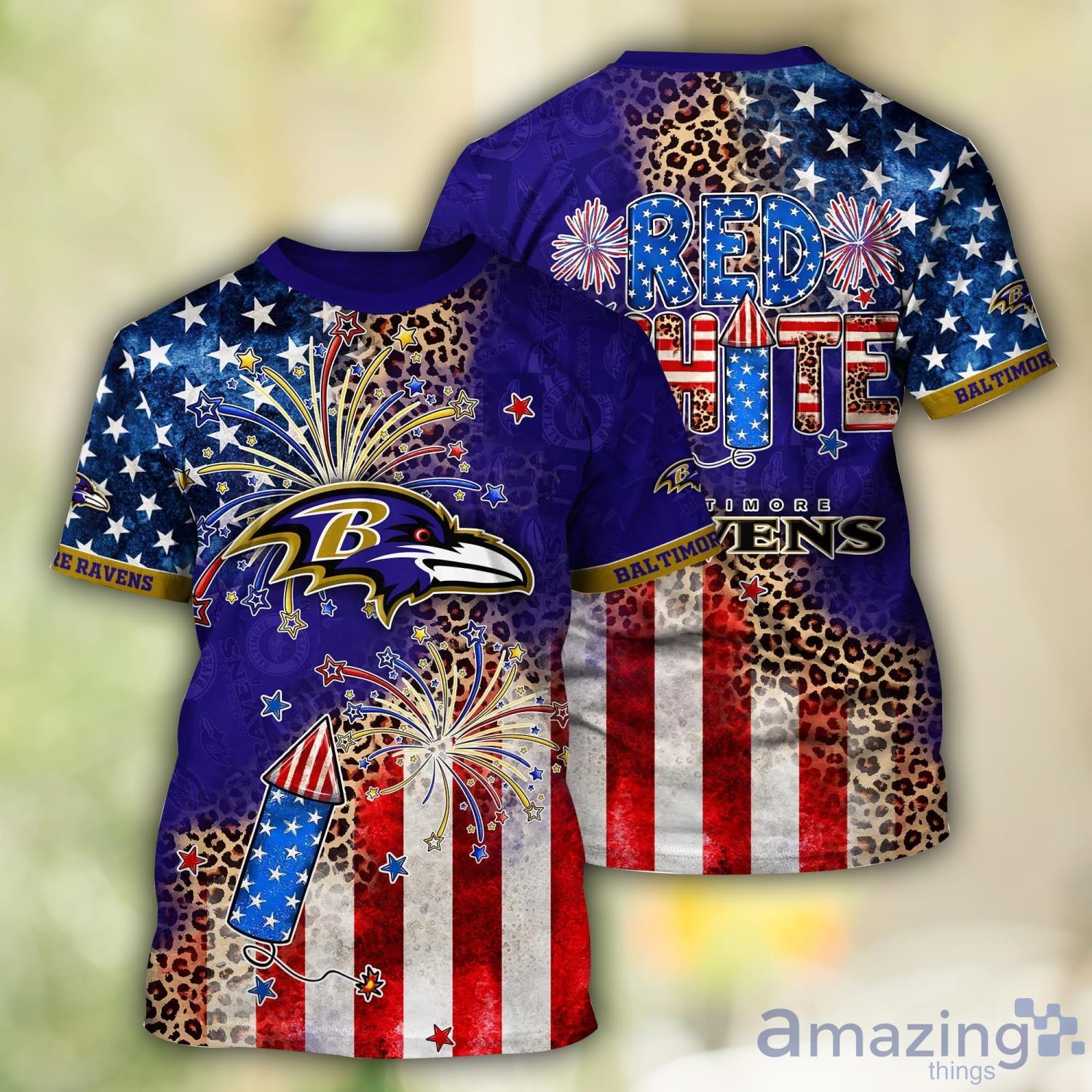 Baltimore Ravens NFL Independence Day 3D T Shirts image Baltimore Ravens NFL Independence Day 3D T- Shirts Product Photo 1