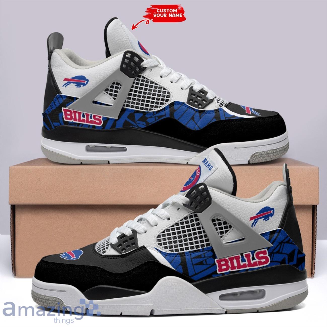 Buffalo Bills Personalized Name Air Jordan 4 Sneakers New Trending Sport Sneakers Fans Gift image Buffalo Bills Personalized Name Air Jordan 4 Sneakers New Trending Sport Sneakers Fans Gift Product Photo 3